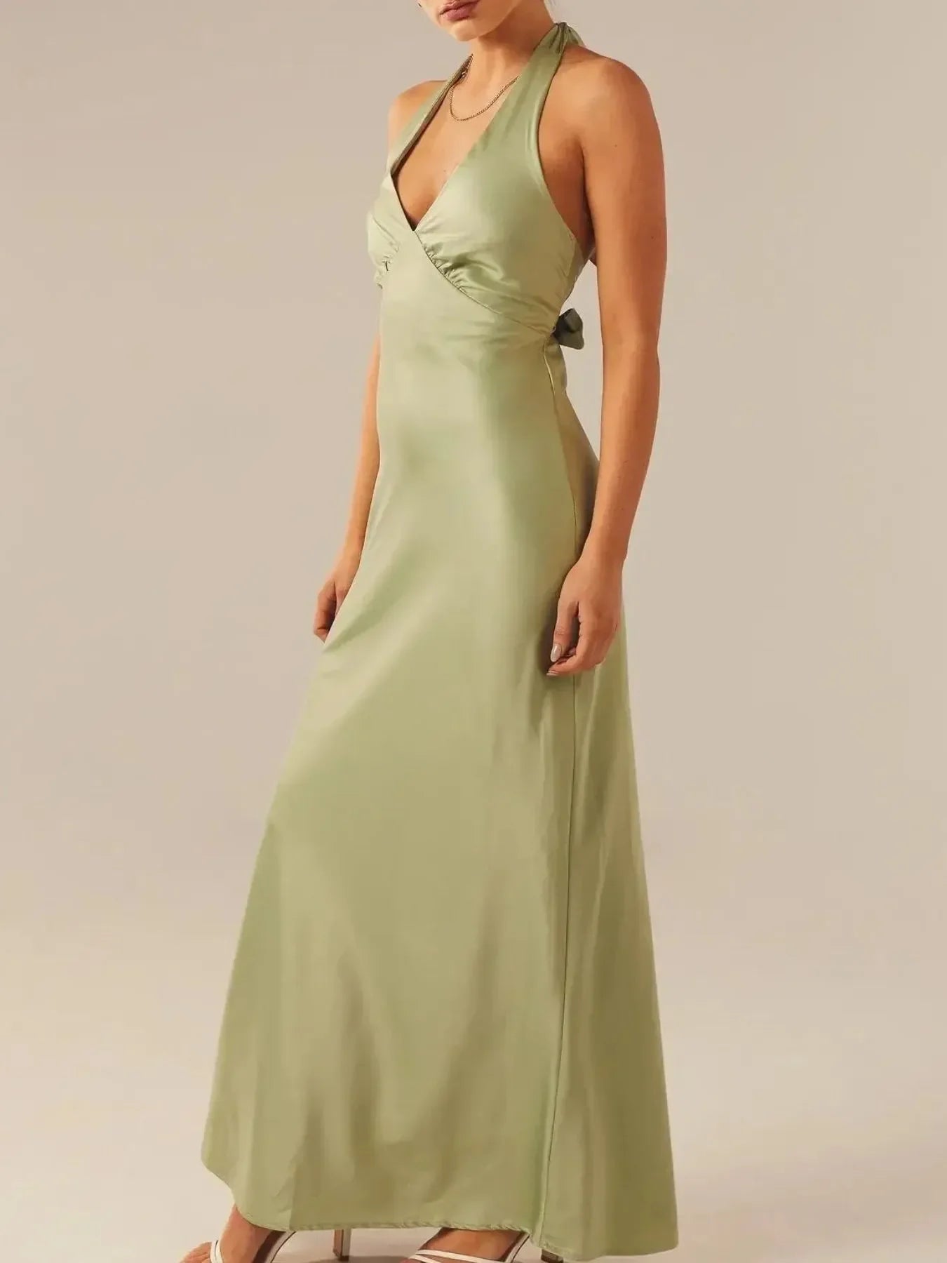 Halter Neck Wrap Maxi Dress With Tie Detail - Southern Shores Clothing