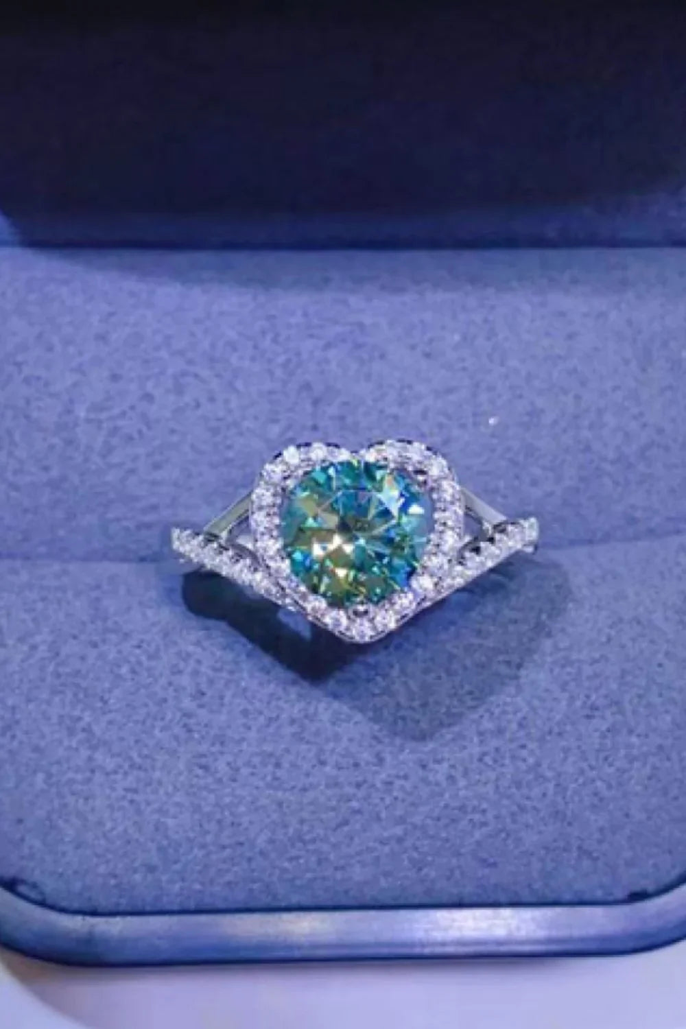 Moissanite Heart Ring Sterling Silver 1 Carat Stone - Southern Shores Clothing