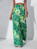 Lightweight Printed High Waist Wide Leg Casual Pants - Southern Shores Clothing