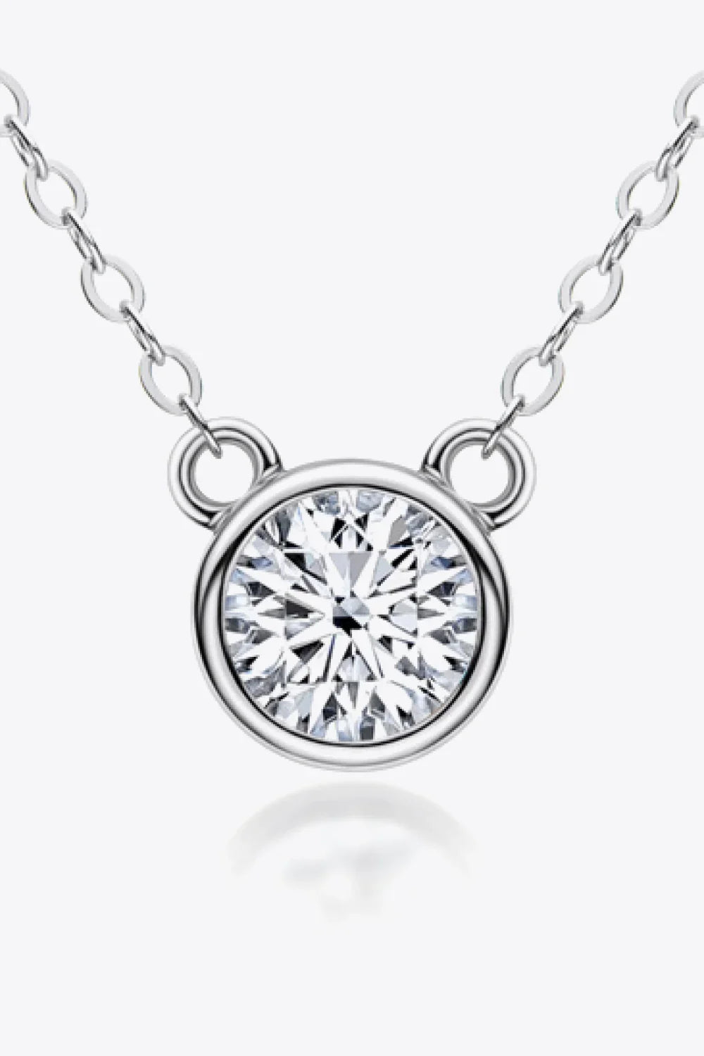 1 Ct Moissanite Sterling Silver Round Pendant Necklace - Southern Shores Clothing