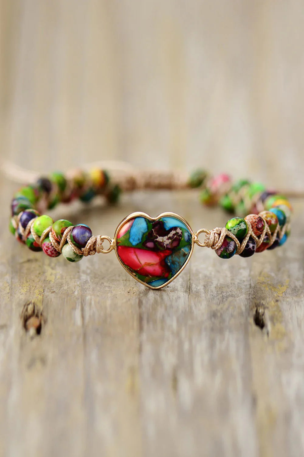 Heart Shaped Natural Stone Bracelet With Copper Accents - Southern Shores Clothing