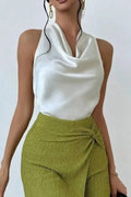 Satin Cowl Neck Sleeveless Blouse For Office - Southern Shores Clothing