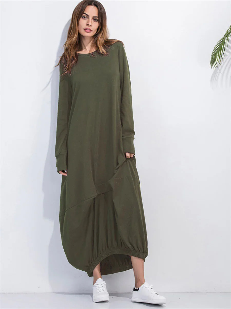 Casual Coastal Long Sleeve Maxi Sweatshirt Dress - Southern Shores Clothing