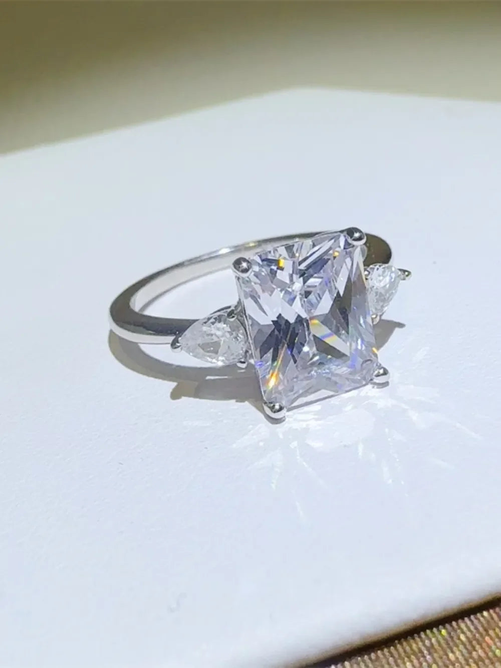 3 Carat Moissanite Sterling Silver Square Ring