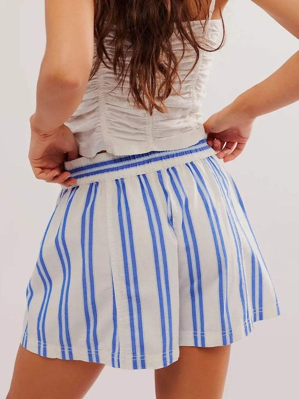 Striped Elastic Waist Casual Shorts For Daily Wear - Southern Shores Clothing