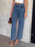 Coastal Embellished High Waist Straight Leg Jeans - Southern Shores Clothing