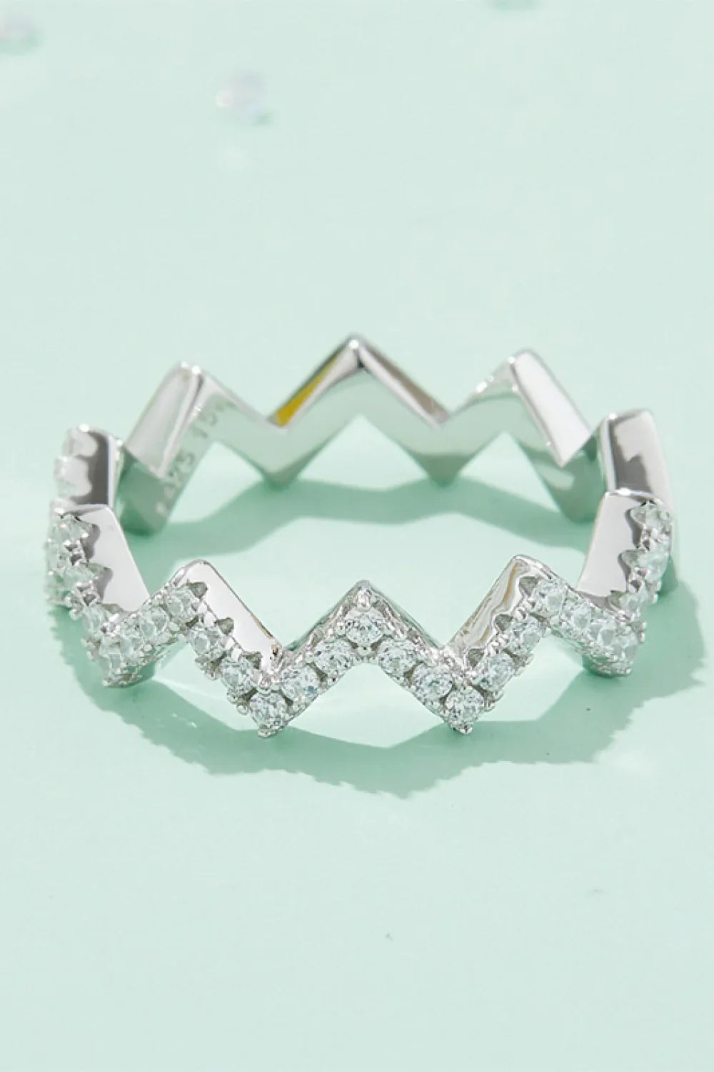Moissanite Wavy Band Ring In Sterling Silver - Southern Shores Clothing