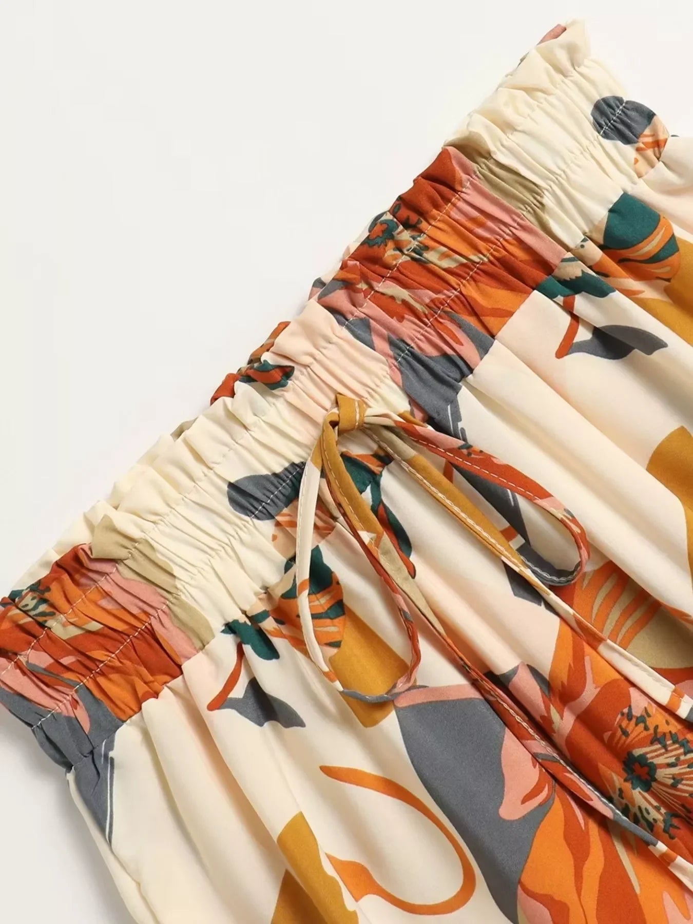 Floral Tiered Plus Size Drawstring Skirt Polyester - Southern Shores Clothing