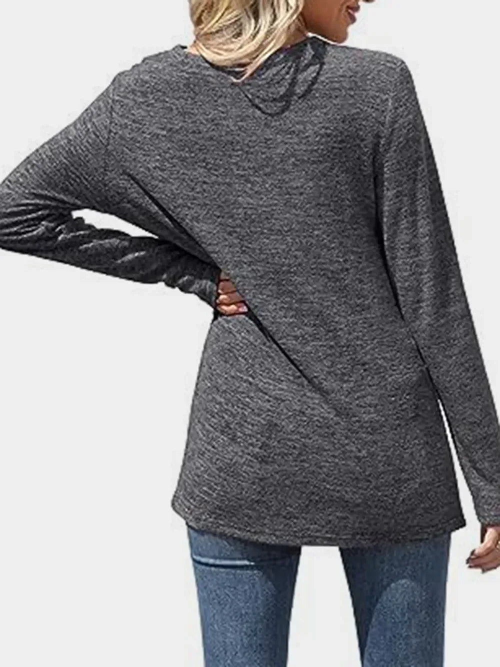 Lace Detail V-Neck Long Sleeve T-Shirt With Soft Stretch - Southern Shores Clothing