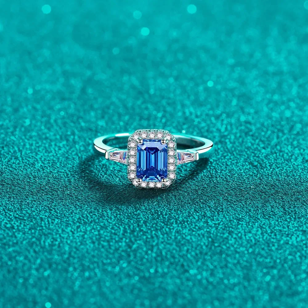Timeless Solitaire Moissanite Ring In Sterling Silver Halo - Southern Shores Clothing