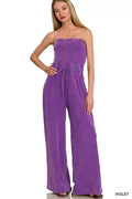 Acid Washed Strapless Tube Top Jumpsuit Silhouette - Southern Shores Clothing