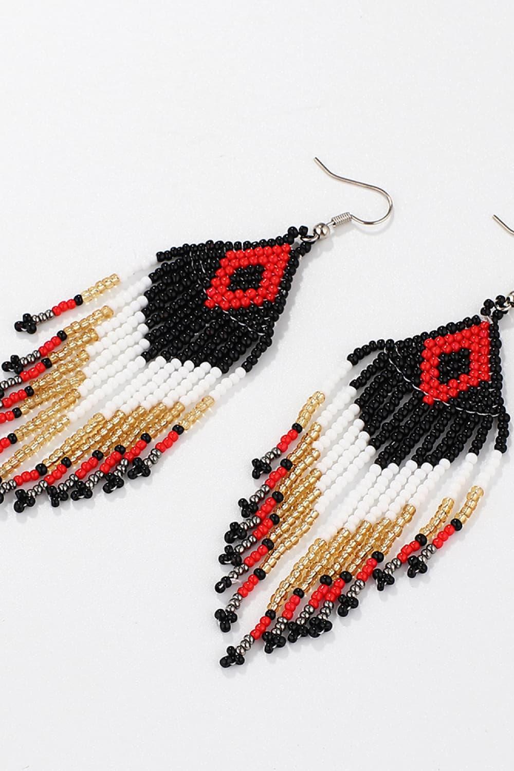 Beaded Dangle Earrings Diamond Fringe Boho Style Jewelry - Southern Shores Clothing