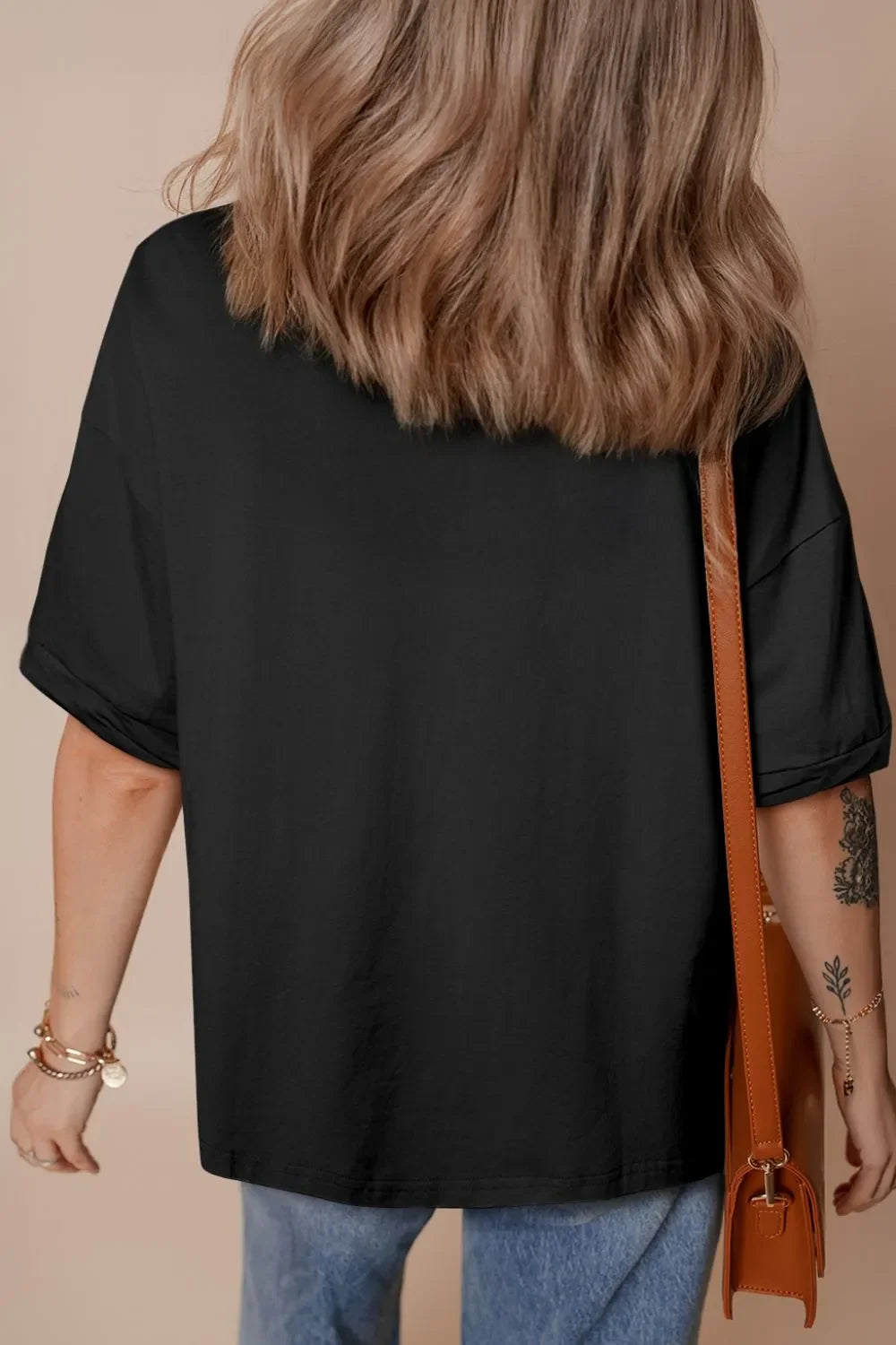 Slightly Stretchy Loose Half Sleeve Hi Low Hem Tee - Southern Shores Clothing