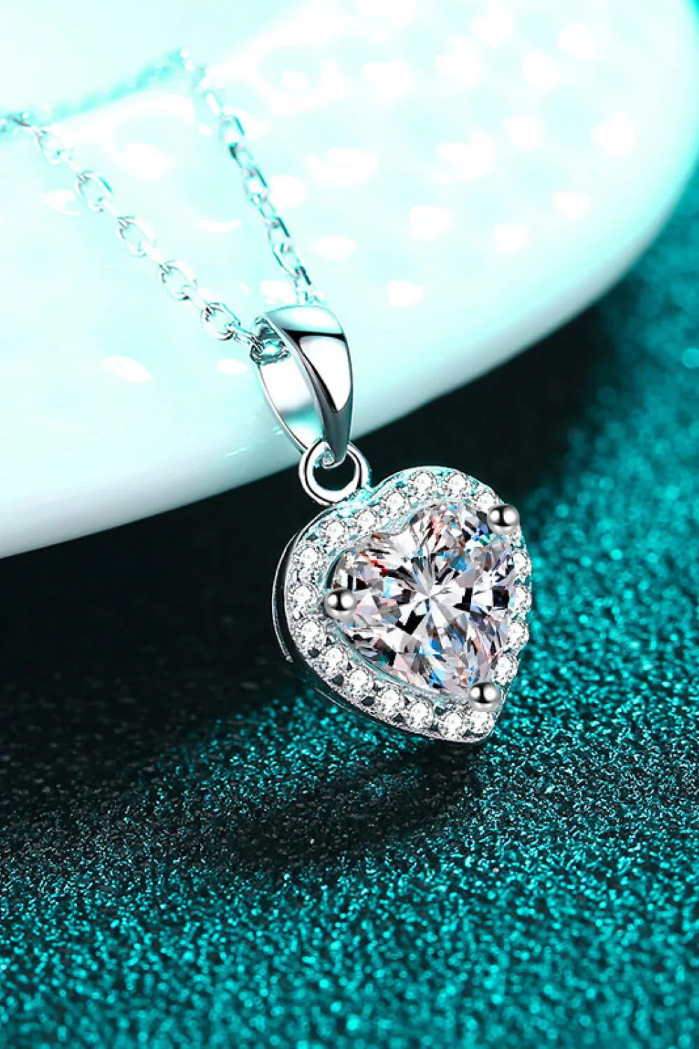 1 Carat Moissanite Heart Necklace in Sterling Silver - Southern Shores Clothing