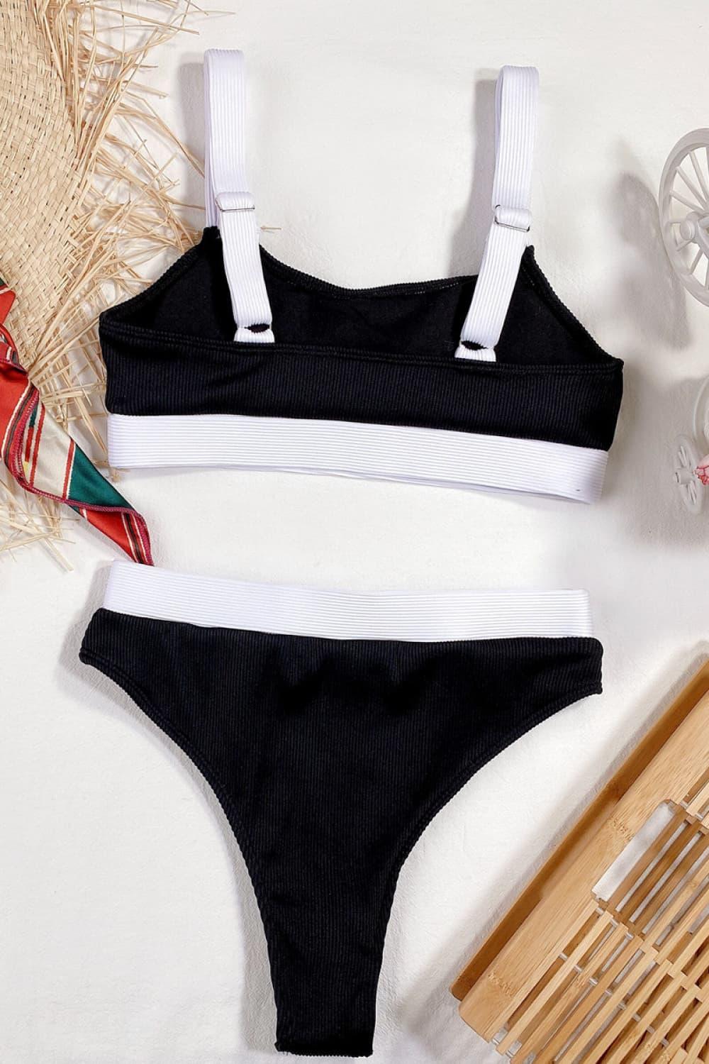 Block Scoop Neck Bikini With Stretch Fabric - Southern Shores Clothing