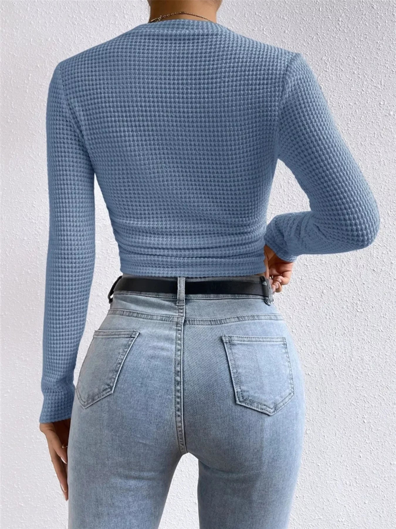 Waffle Knit Long Sleeve T-Shirt - Southern Shores Clothing