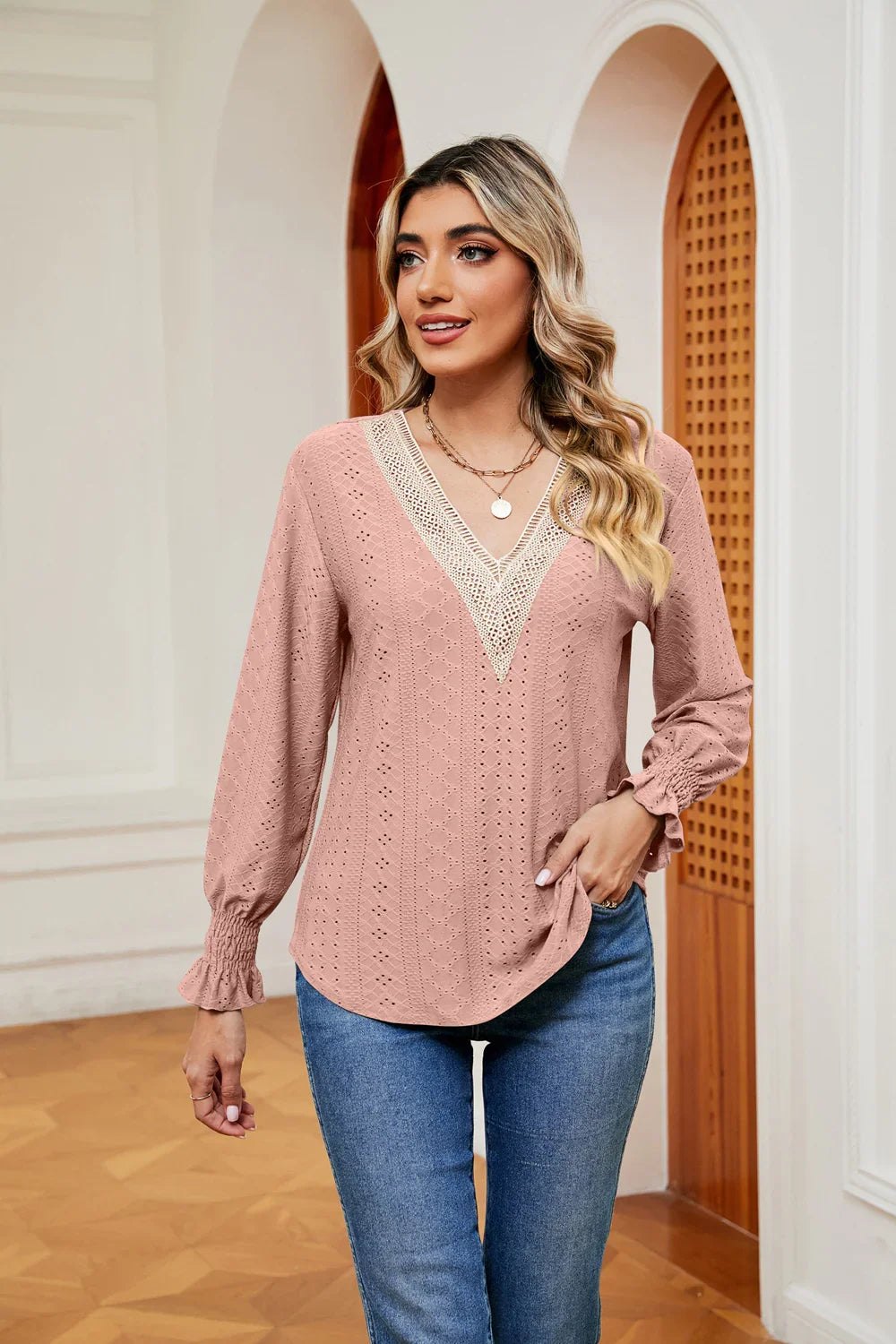 Southern Shores Clothing Slightly Stretchy Flounce Sleeve Blouse With Rayon Blend Fabric - Southern Shores Clothing