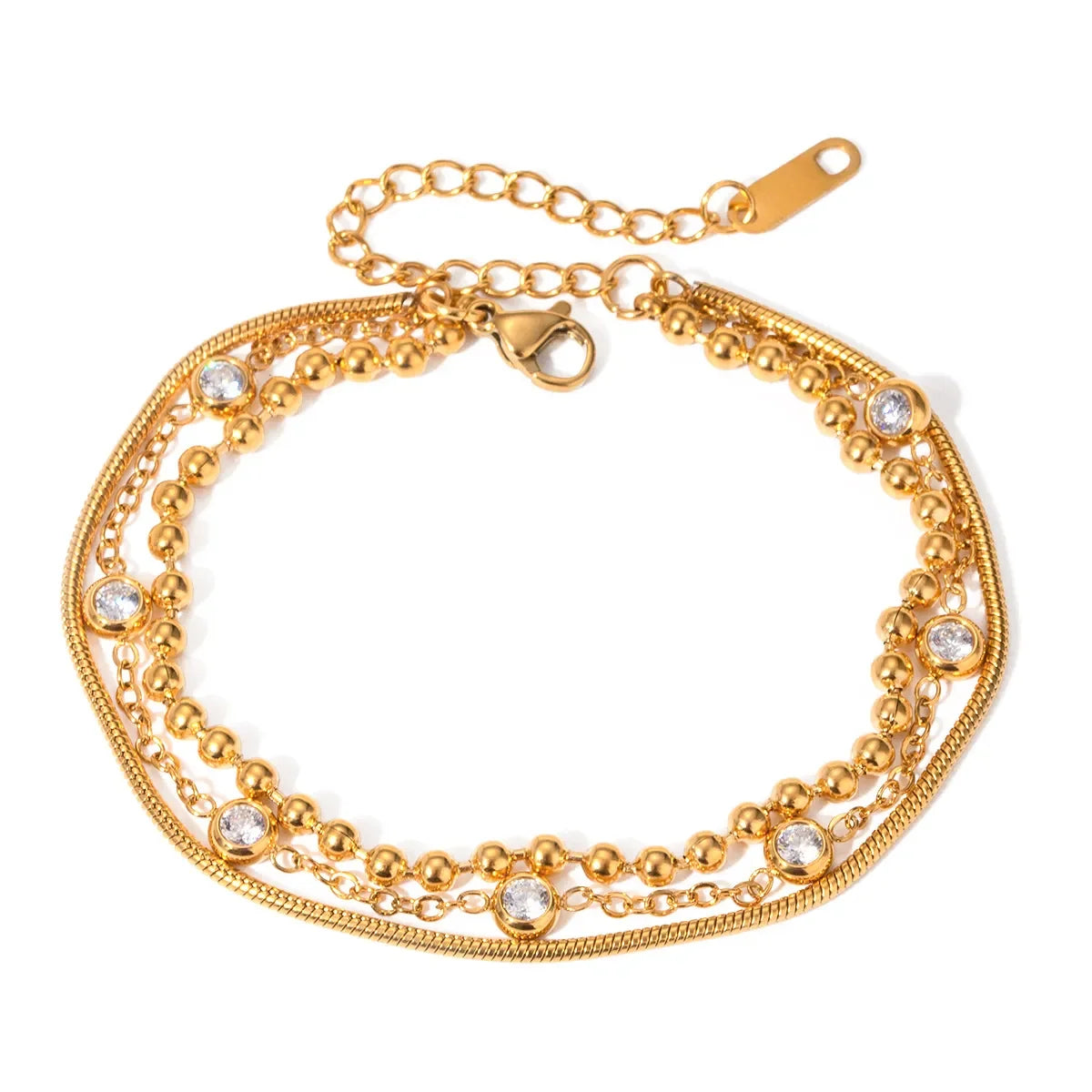18K Gold-Plated Adjustable Layered Zircon Bracelet - Southern Shores Clothing