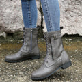 Lace-Up Ankle Boots With Zipper Detail, Low Heels - Southern Shores Clothing