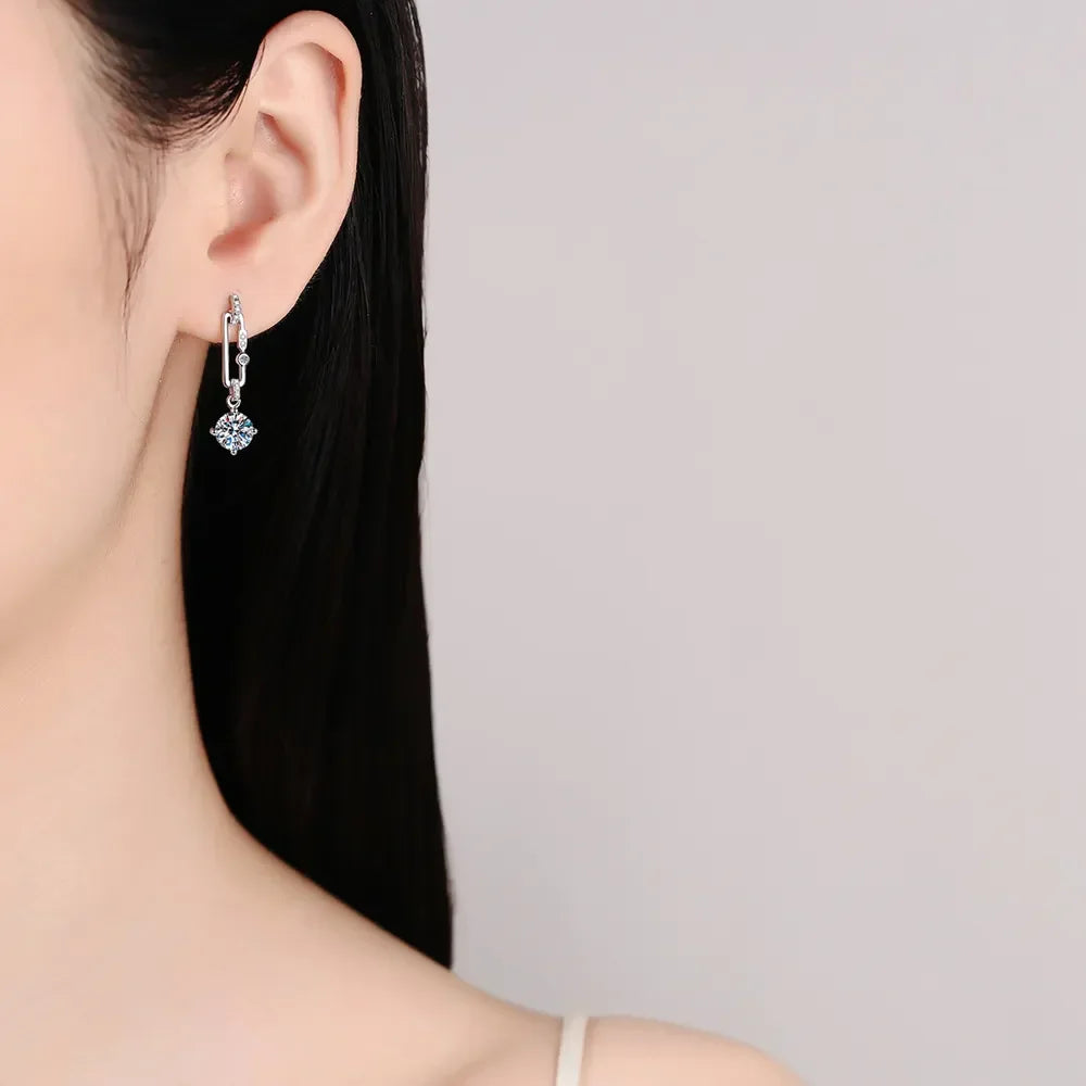 2 Carat Moissanite Sterling Silver Drop Earrings - Southern Shores Clothing