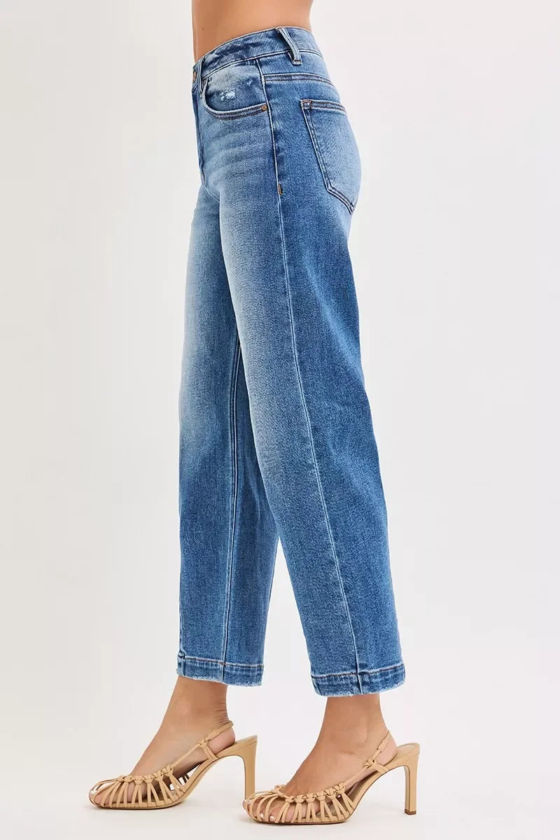 High Rise Crop Boyfriend Tapered Denim Jeans - Southern Shores Clothing