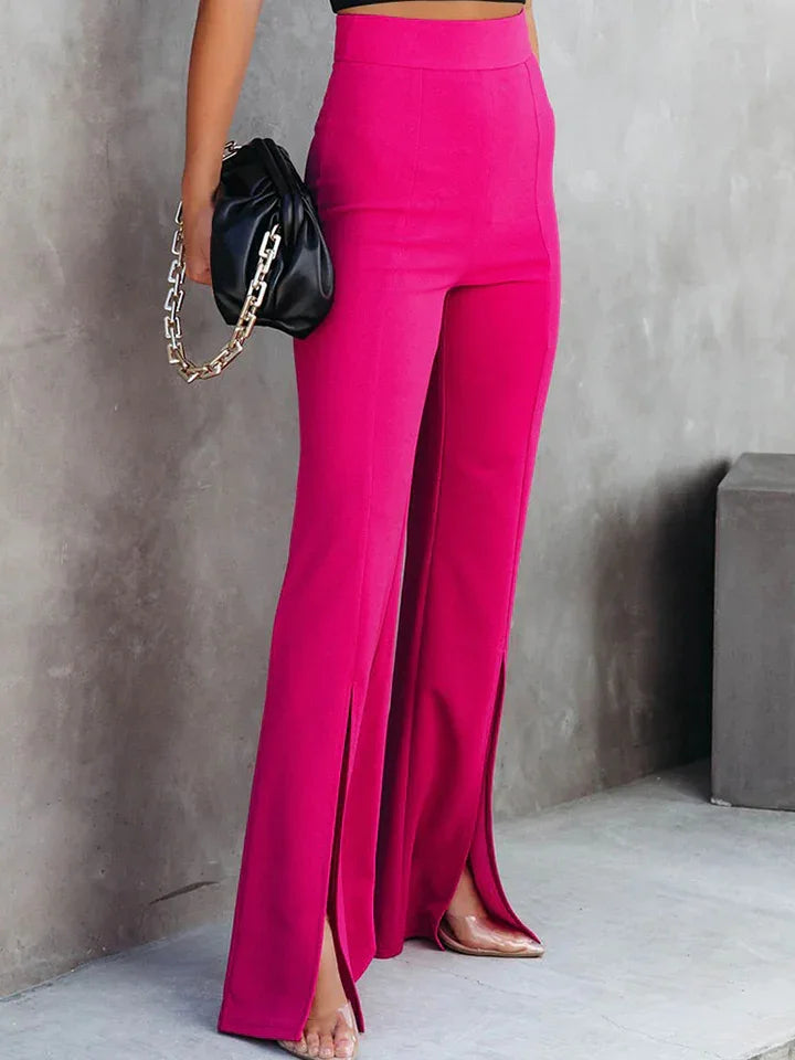 Front Slit Flare Leg Pants For Comfort And Style - Southern Shores Clothing