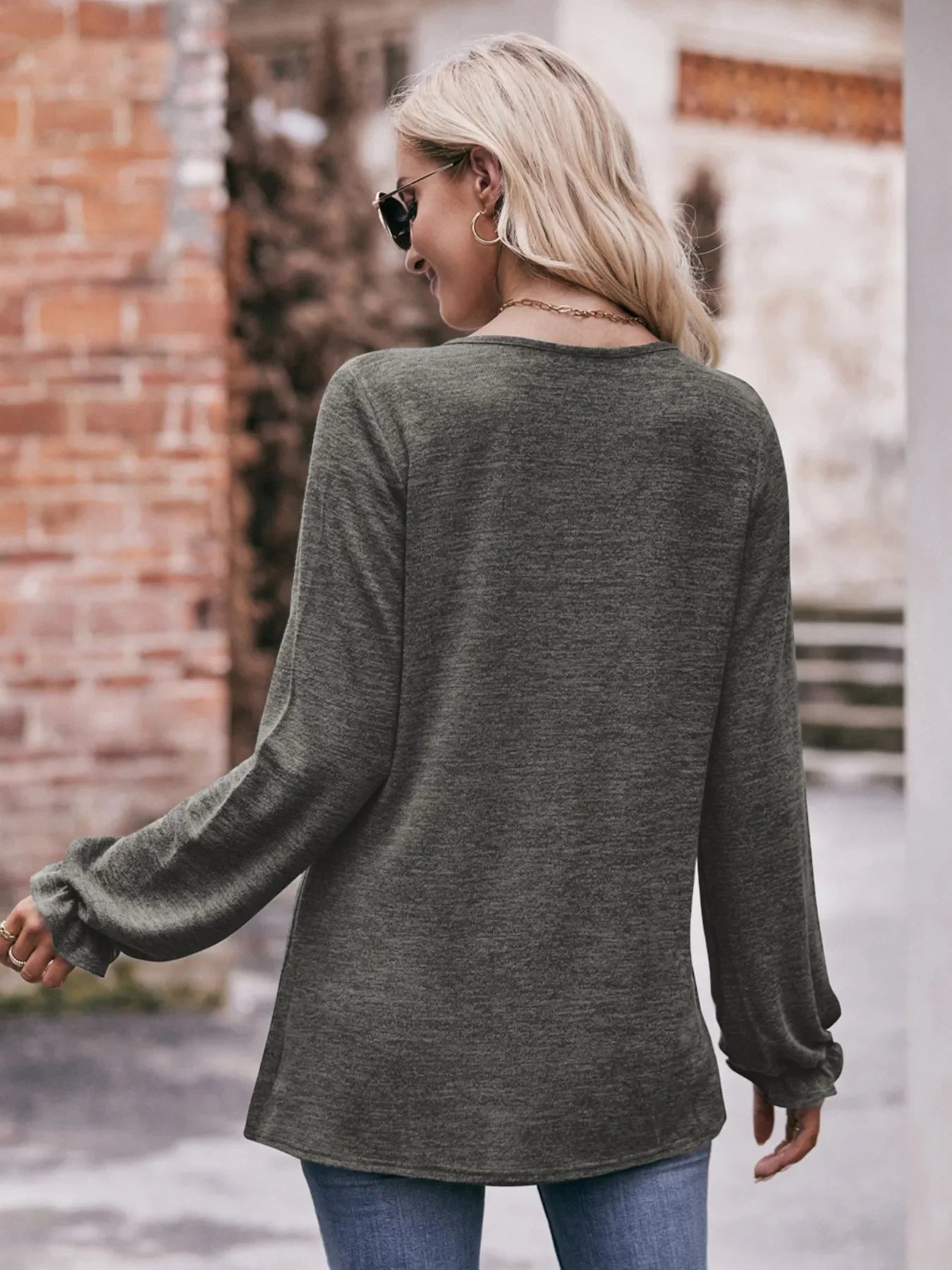 Round Neck Long Sleeve Casual T-Shirt - Southern Shores Clothing