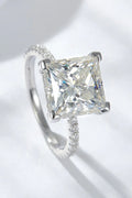 5.52 Carat Minimalist Moissanite Ring Square-Cut Silver - Southern Shores Clothing