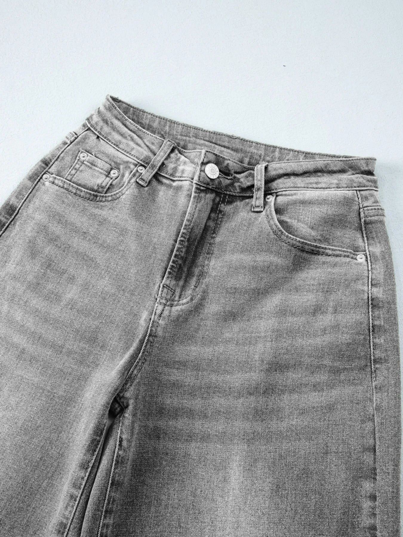 Beachside High Waist Wide Leg Washed Denim Jeans - Southern Shores Clothing