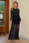 Semi Sheer Slit Round Neck Lowcountry Dress - Southern Shores Clothing