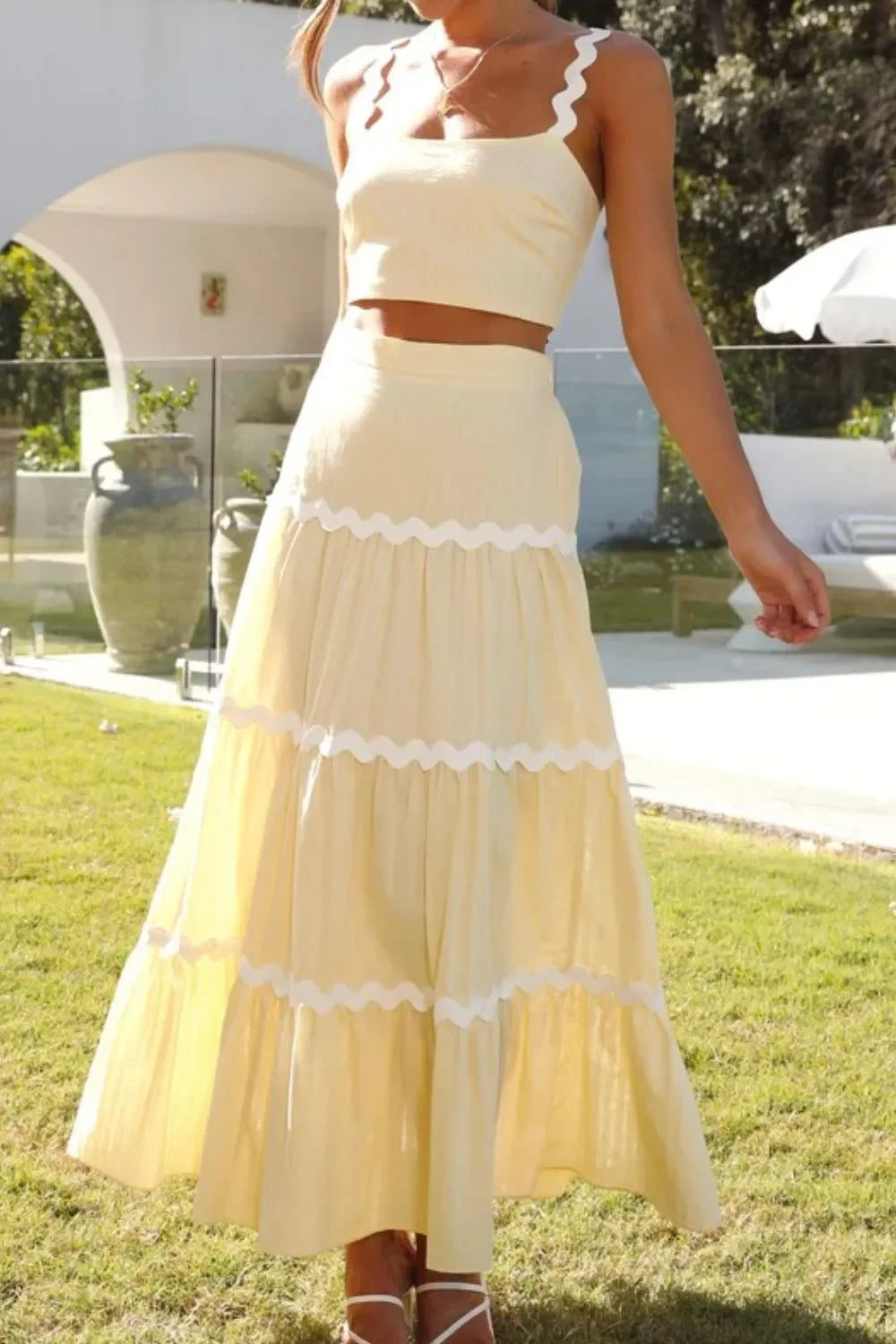 Contrast Trim Cami and Maxi Skirt Set - Southern Shores Clothing