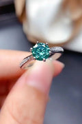 2 Carat Moissanite Sterling Silver Ring Platinum-Plated - Southern Shores Clothing