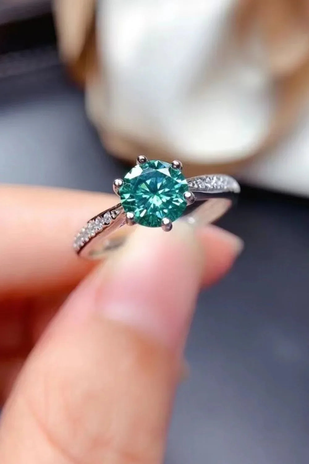 2 Carat Moissanite Sterling Silver Ring Platinum-Plated - Southern Shores Clothing