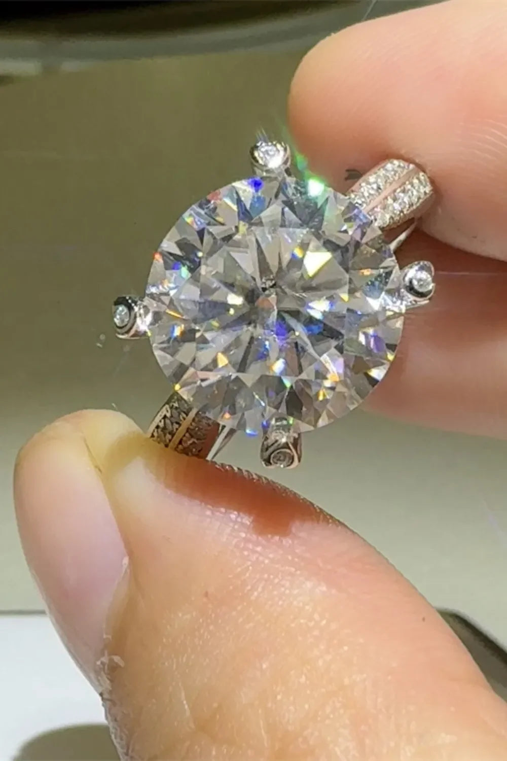 Six Prong Center Moissanite Sterling Silver Ring - Southern Shores Clothing