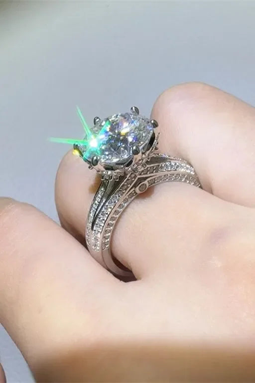 5 Carat Moissanite Sterling Silver Ring Coastal Style - Southern Shores Clothing