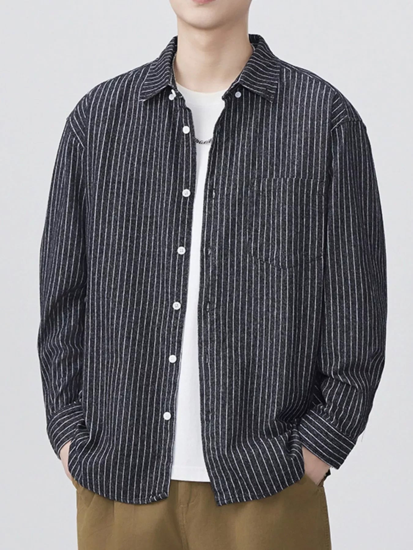 Plus Size Striped Button Up Cotton Shirt - Southern Shores Clothing