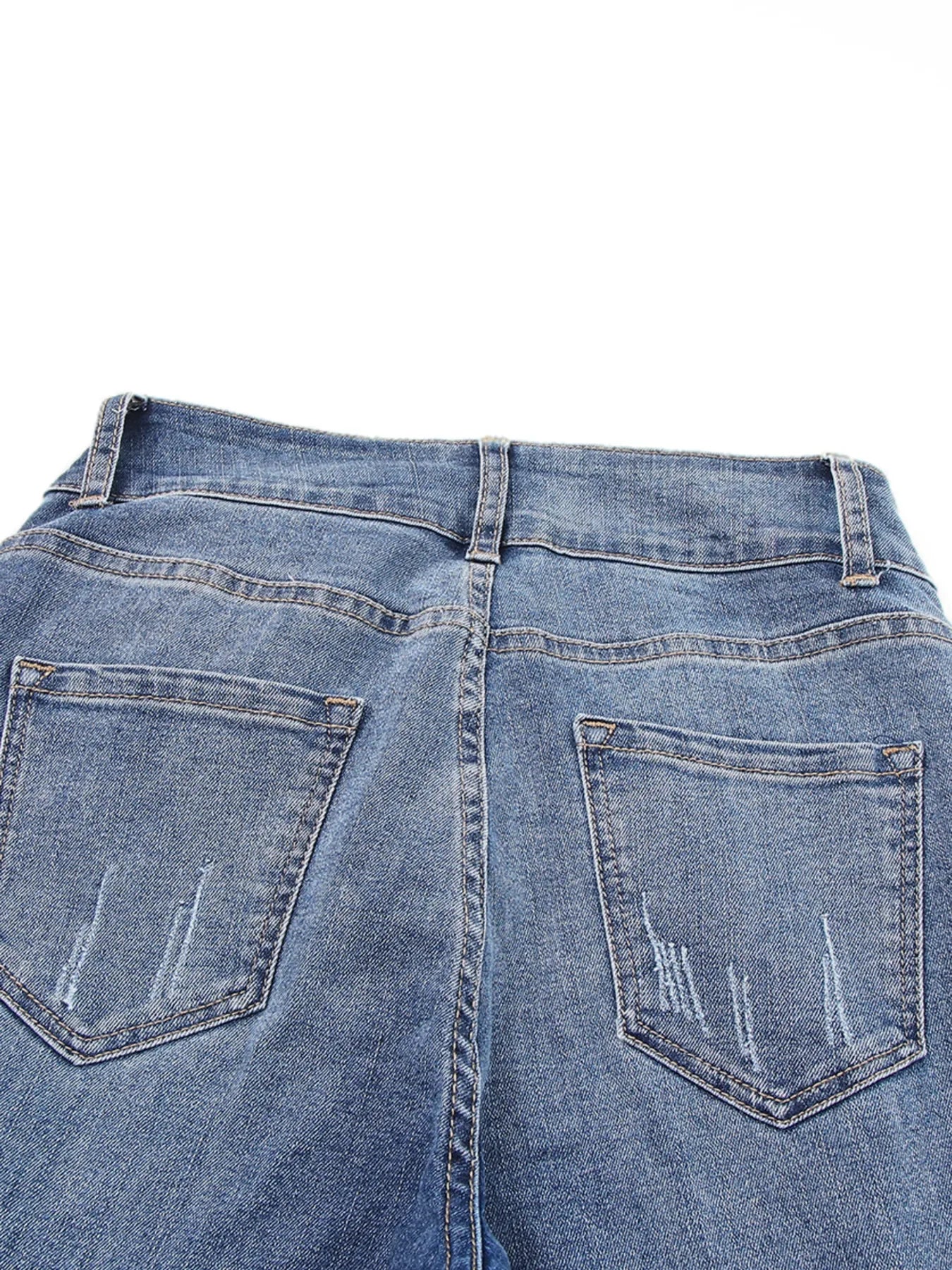 Coastal Inspired High Waist Distressed Straight Leg Jeans - Southern Shores Clothing
