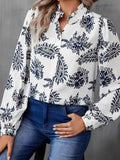 Paisley Print Button Up Shirt With Frill Collar Long Sleeves - Southern Shores Clothing