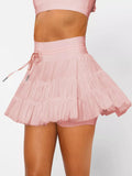 Tiered Skort With Drawstring And Pockets - Southern Shores Clothing
