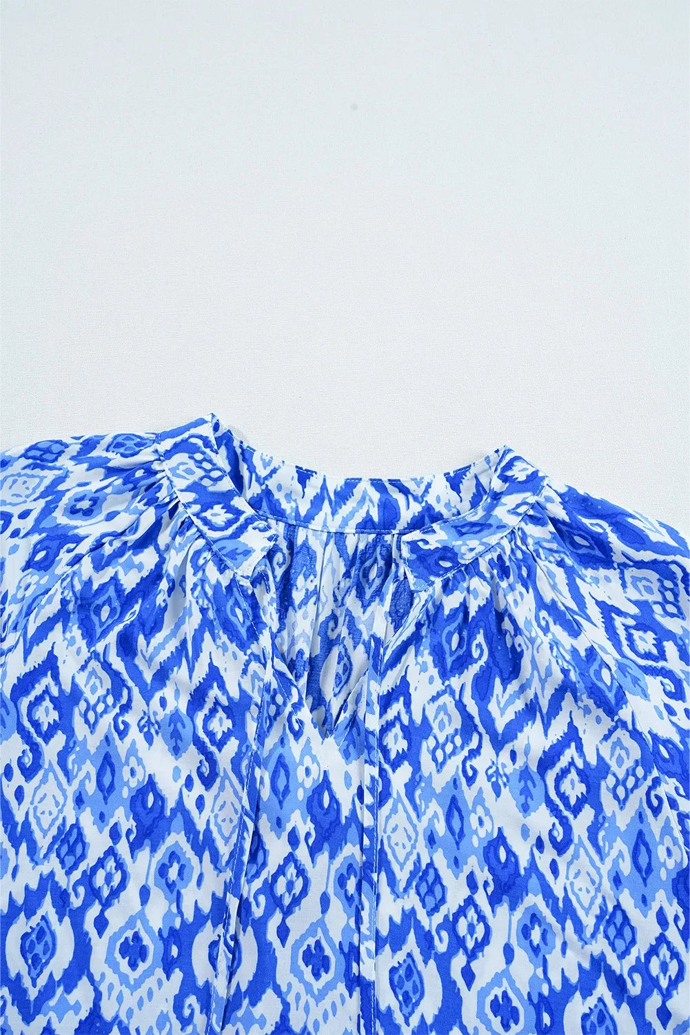 Printed Tie Neck Three Quarter Sleeve Blouse - Southern Shores Clothing