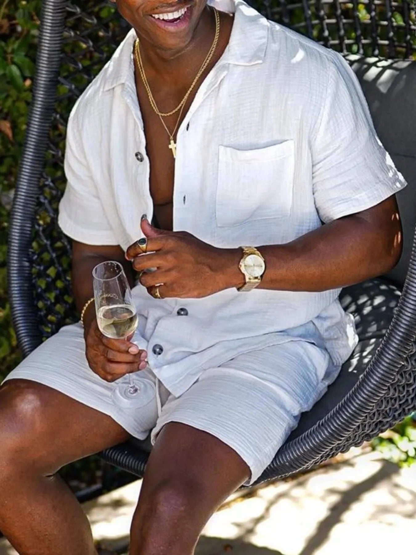 Men's Full Size Button Up Short Sleeve Shirt and Shorts Plus Size - Southern Shores Clothing