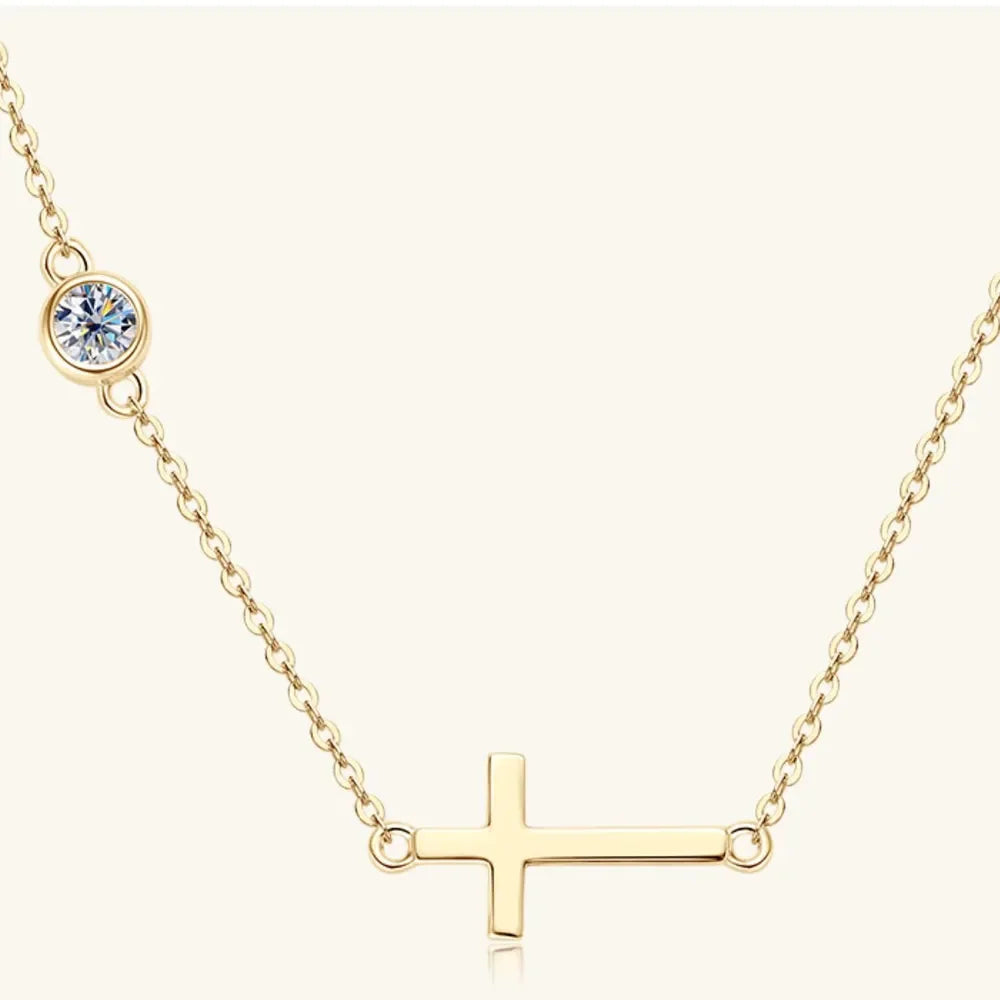 Moissanite Cross Necklace Sterling Silver - Southern Shores Clothing
