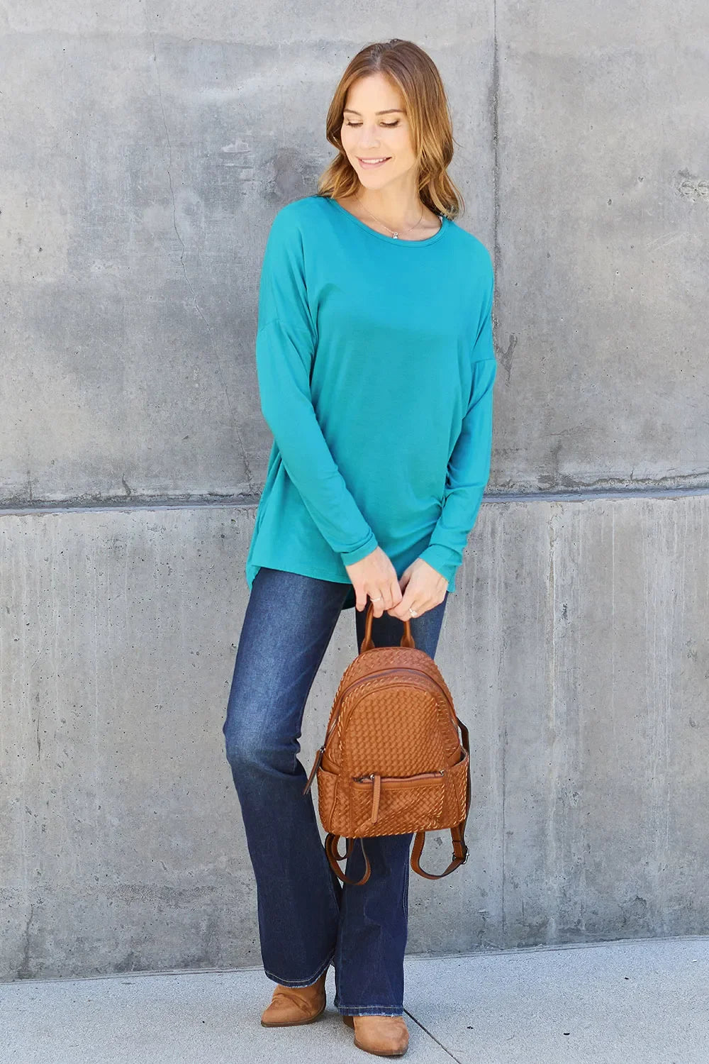 Round Neck T Shirt With Dropped Shoulder - Southern Shores Clothing