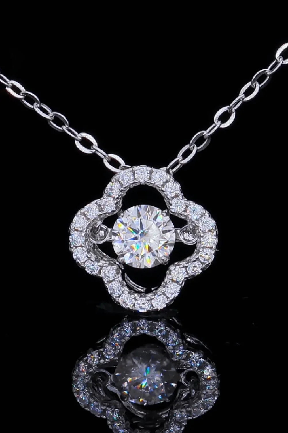 Sterling Moissanite Flower Pendant Necklace Delicate Chic - Southern Shores Clothing