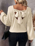 V Neck Bow Back T Shirt With Drop Shoulder Relaxed Fit - Southern Shores Clothing
