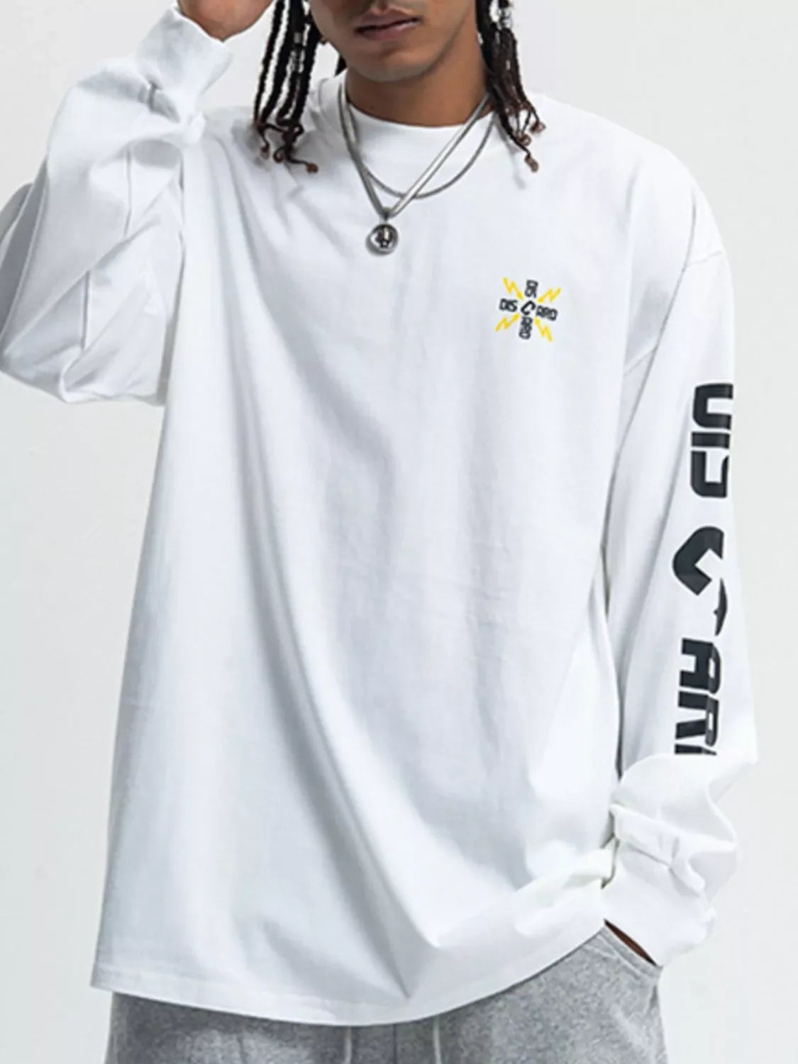 Stretch Cotton Round Neck Long Sleeve T Shirt - Southern Shores Clothing