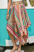 Printed High Waist Handkerchief Hem Skirt - Southern Shores Clothing