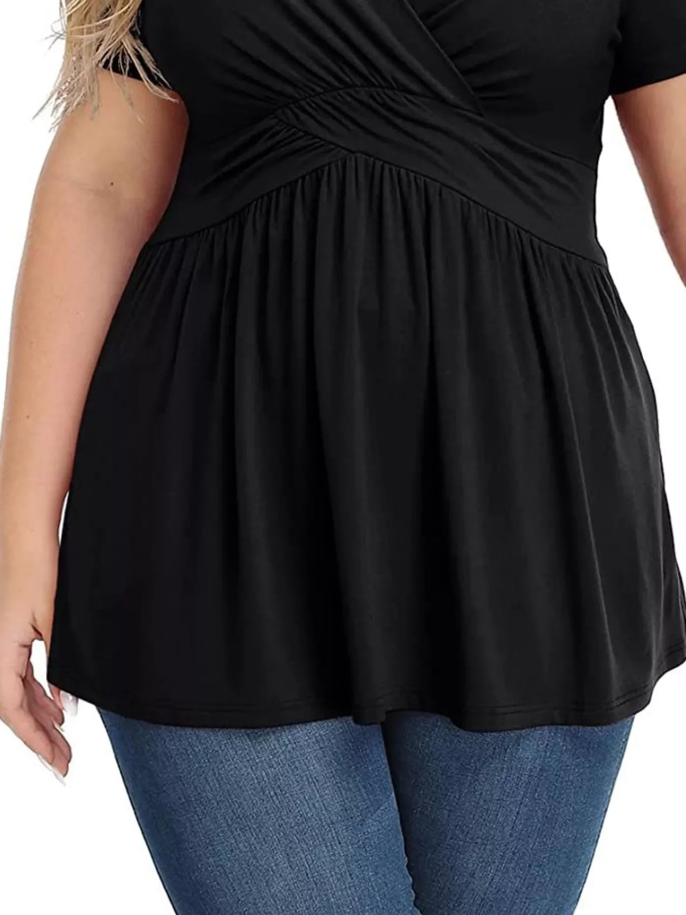 Plus Size Stretch Surplice Short Sleeve T Shirt - Southern Shores Clothing