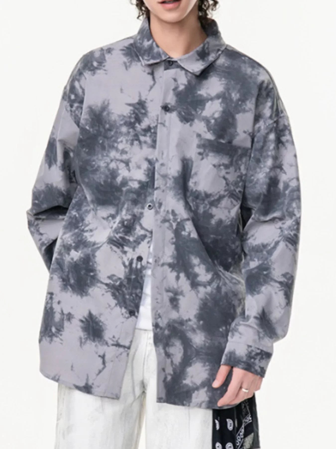 Plus Size Tie-Dye Oversized Buttoned Shirt - Southern Shores Clothing