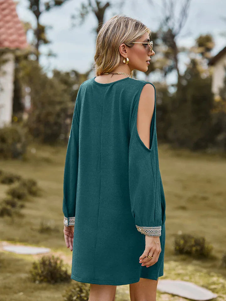 V-Neck Cutout Sleeve Mini Dress - Southern Shores Clothing